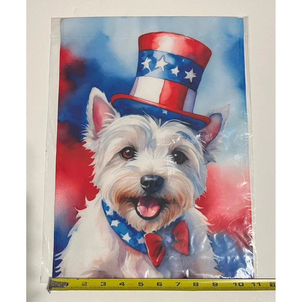 New West Highland Terrier Patriotic American Garden Flag 4th of July Fourth